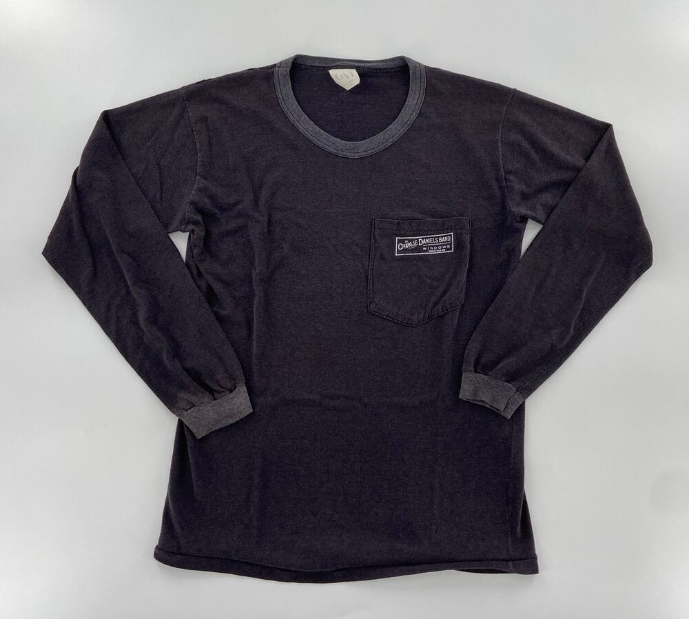 VINTAGE Charlie Daniels Band Shirt Adult Large Black Windows World Tour Mens 80s
